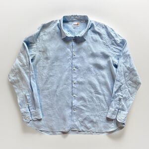 Timberland Long Sleeve Button Down Shirt Mens Size 3XL Light Blue 100% Linen